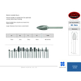 Somta Series 08C – 10mm Double Cut Carbide Burr (Flame Shape)